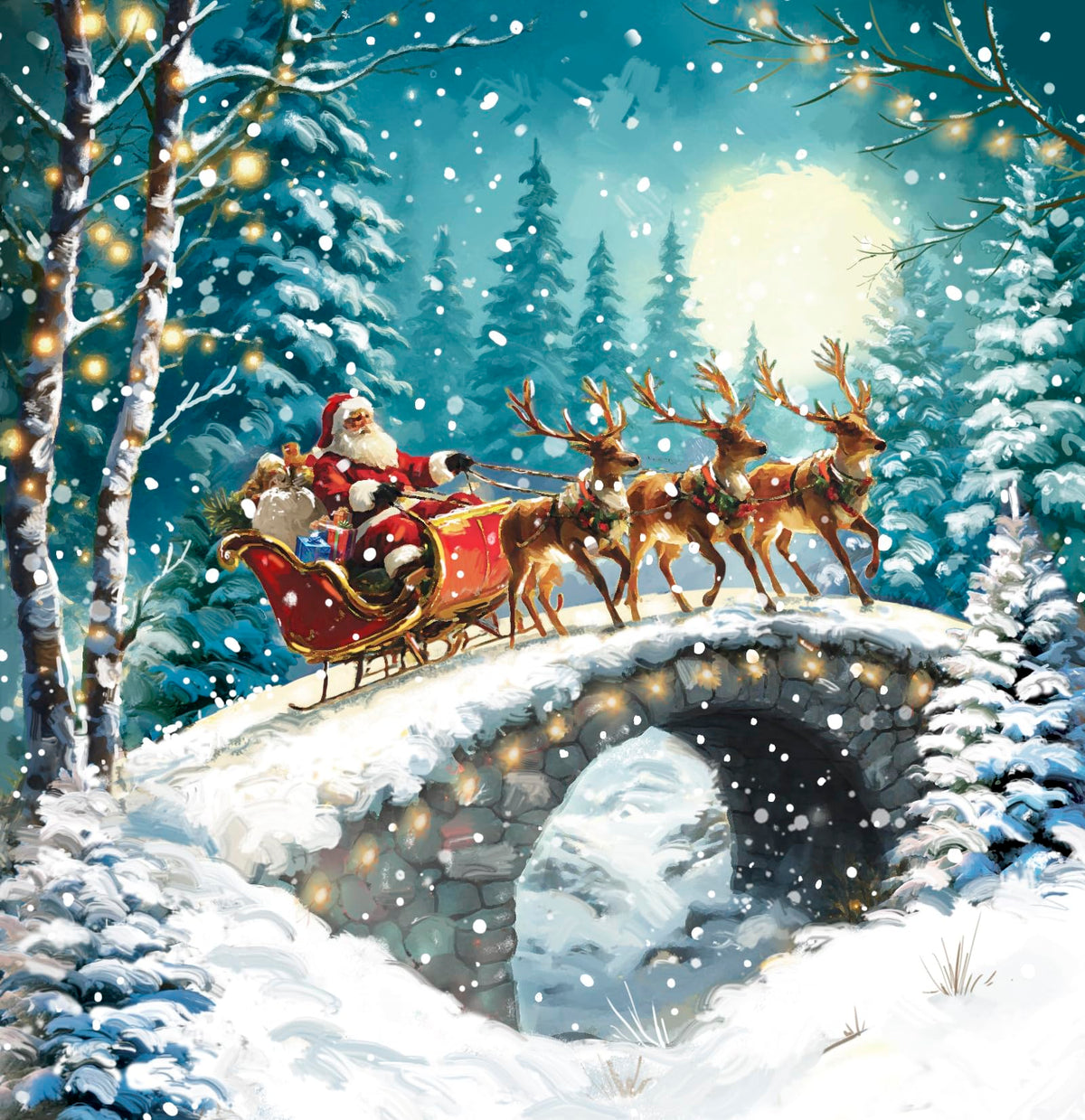 Santa?s in Town Deluxe Christmas & New Year Cards Box Set, 12 Pack, 135 x 135mm, Gloss Finish Premium Board