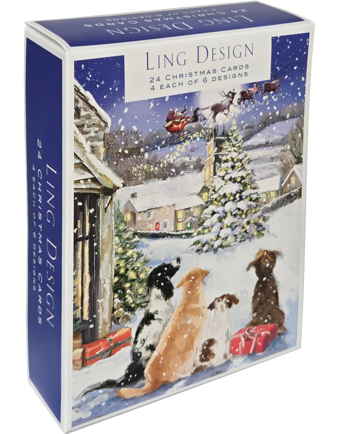 Snowy Scenes Box of 24 Assorted Christmas & New Year Cards - 4 Each of 6 Designs by Ling Design