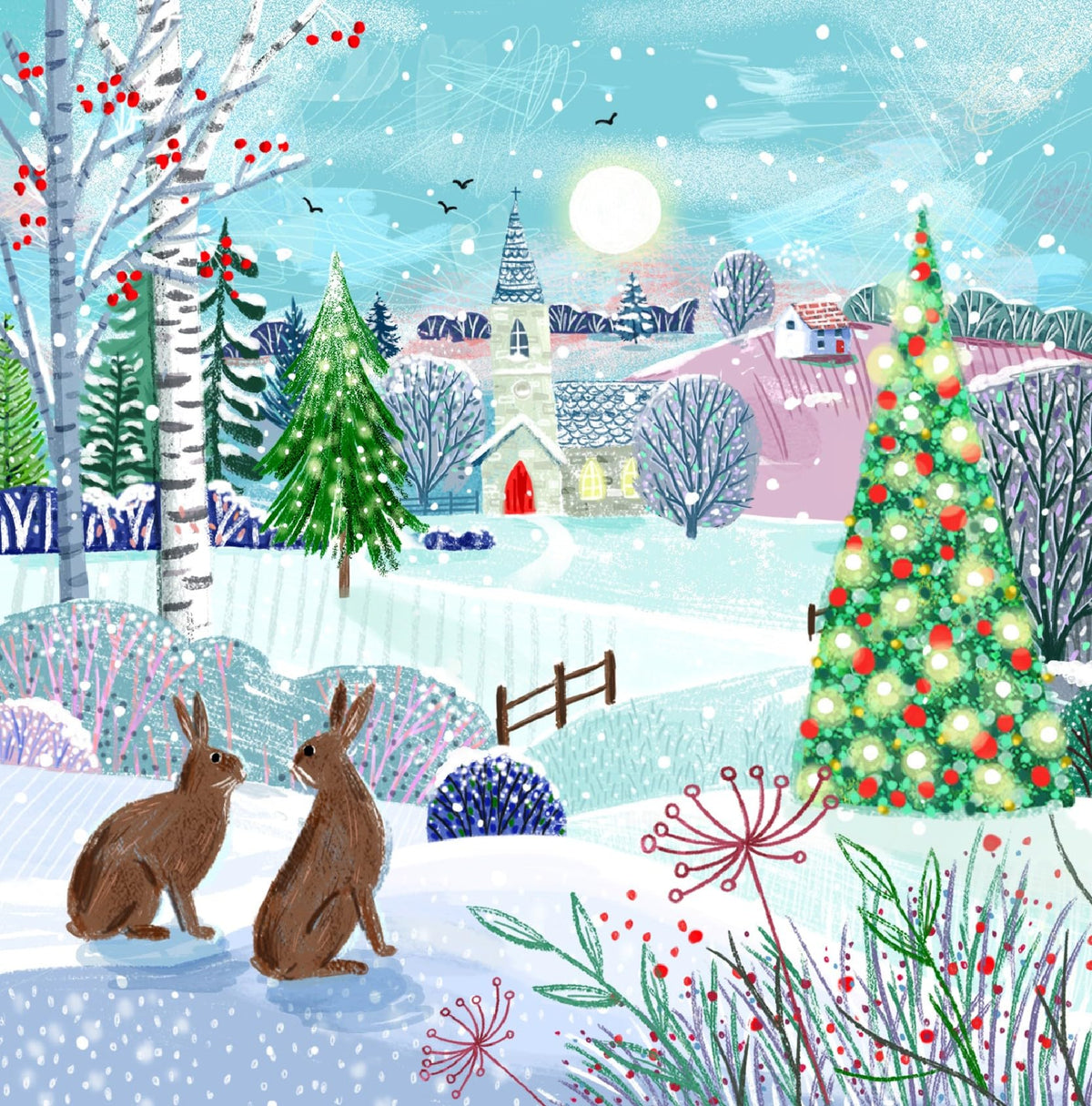 Ling Design Artisan Charity Christmas Cards ? Pack of 6 Square Xmas Cards with Envelopes ? Robins, Hares, Puffins, Hedgehog & Woodland Designs ? 40p Donated to UK Charities