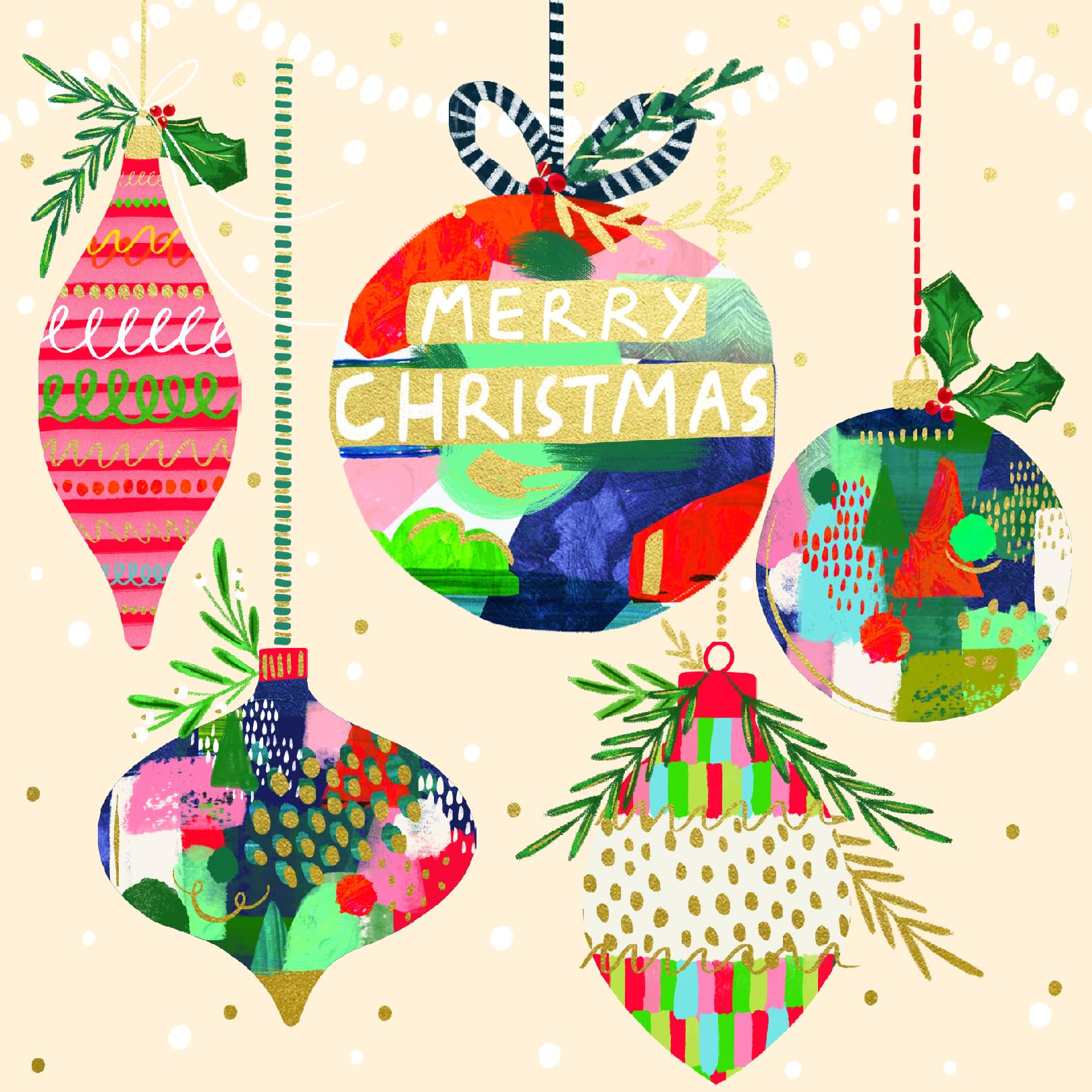 Contemporary Modern Festive Art Pack of 6 Charity Christmas Cards Selection - Premium Board - Eco-Friendly