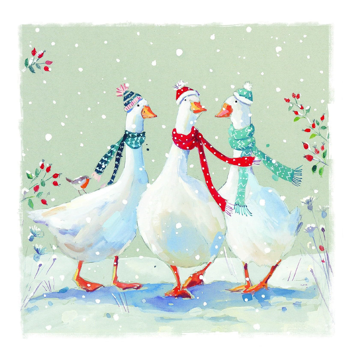 Ling Design Wildlife Charity Christmas Cards - Pack of 6 Square Xmas Cards with Envelopes - Robin, Highland Cow, Pheasant, Geese, Sheep & Dog Designs - 40p Donated to UK Charities