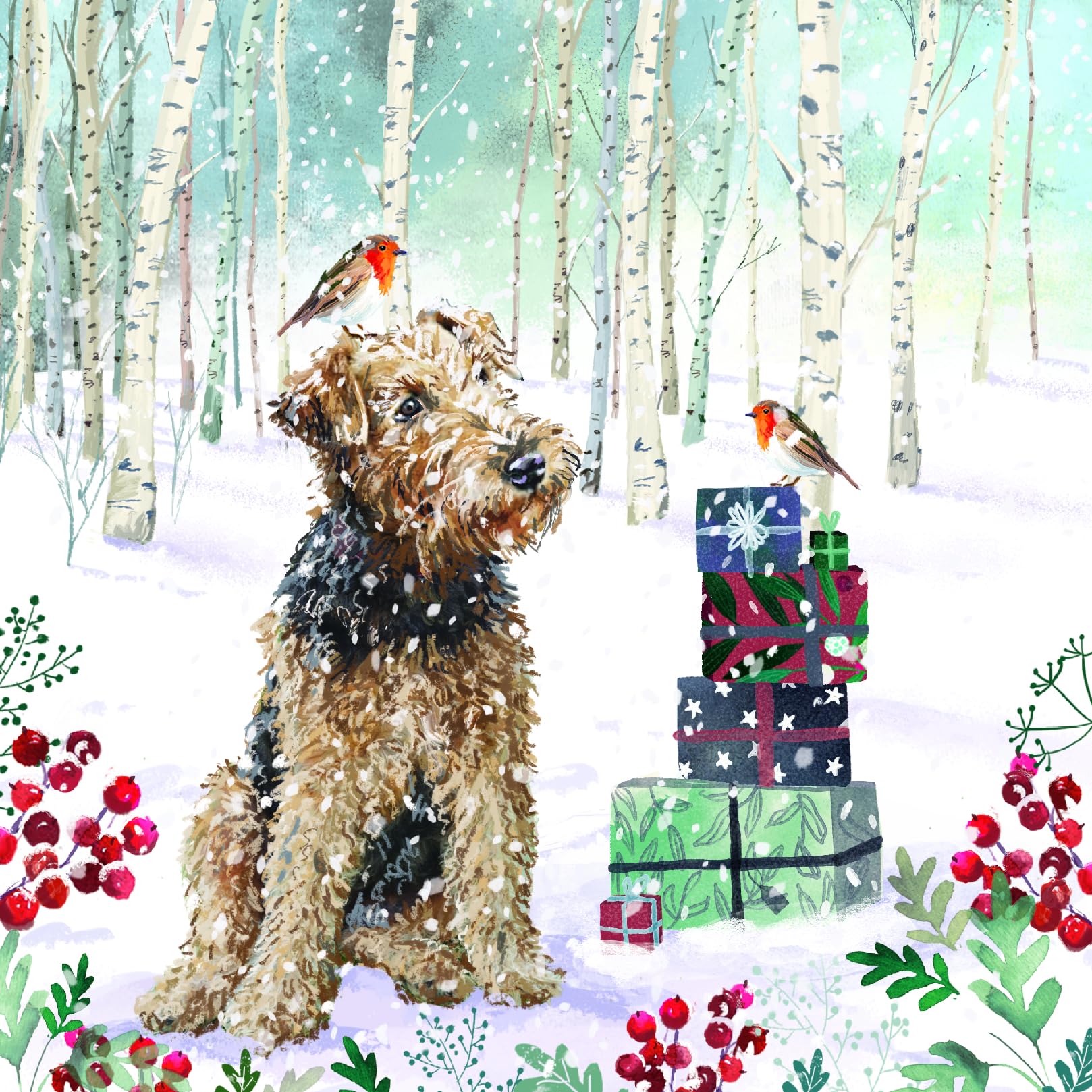 Wildlife Festive Art Ling Design Collection - Pack of 6 Charity Christmas Cards - Premium Board - Eco-Friendly By Ling Design