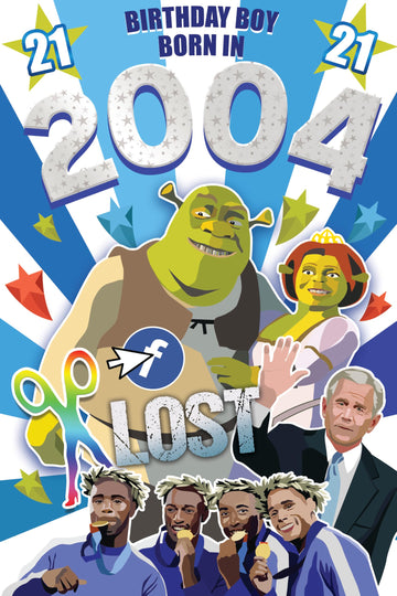 Born in 2004 Male Milestone 21st Birthday Card For Him in 2025 -Fun Facts Inside