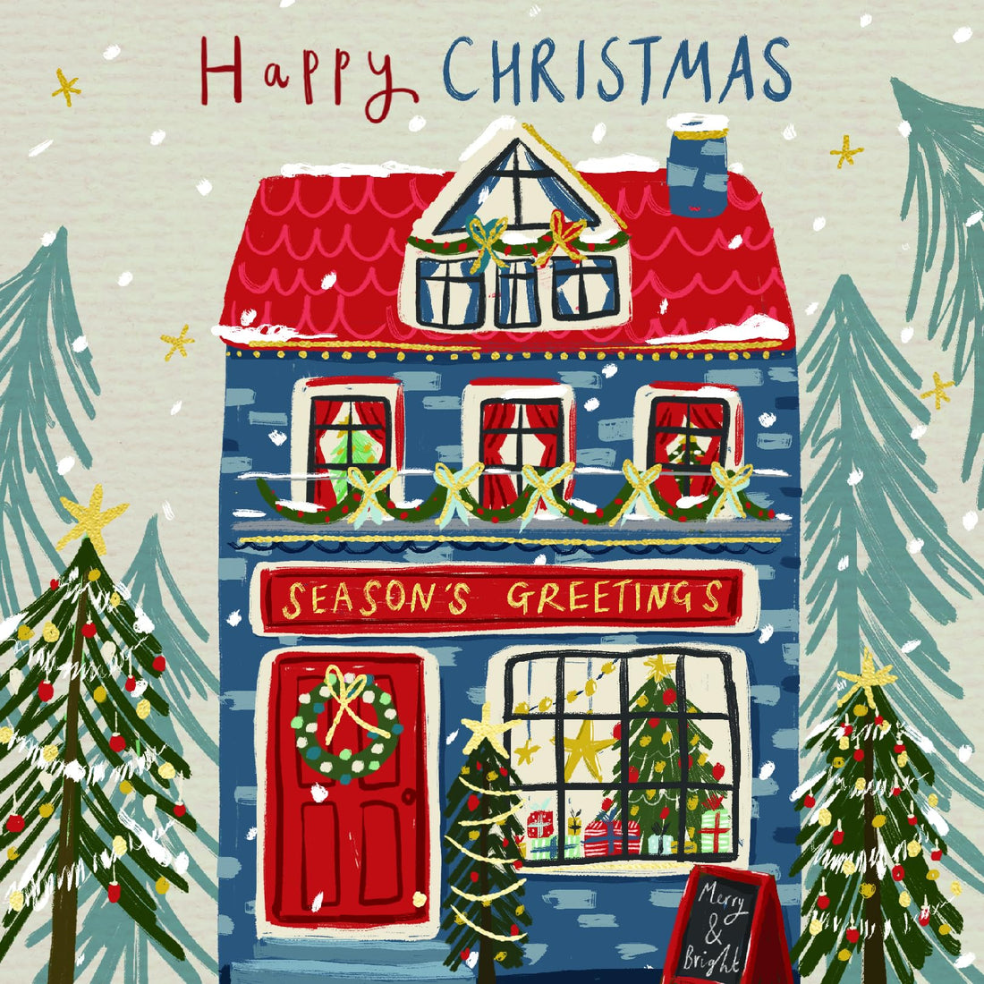 Contemporary Modern Festive Art Pack of 6 Charity Christmas Cards Selection - Premium Board - Eco-Friendly