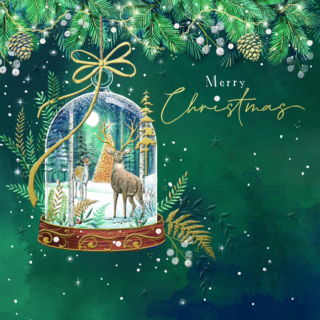 Exquisite Handmade Foil Embossed - Embellished Cut-Out Art Single Christmas Card