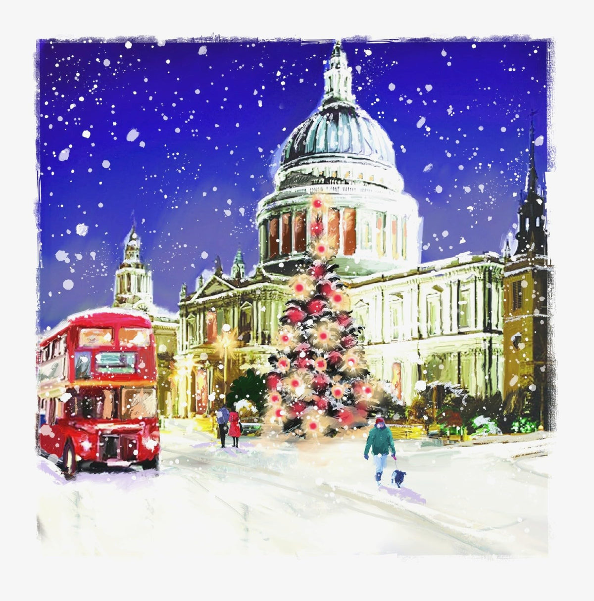 Ling Design Vintage Charity Christmas Cards - Pack of 6 Square Xmas Cards with Envelopes - Robin, St Paul's, Santa's Sleigh, Snowman & Skating Designs - 40p Donated to UK Charities