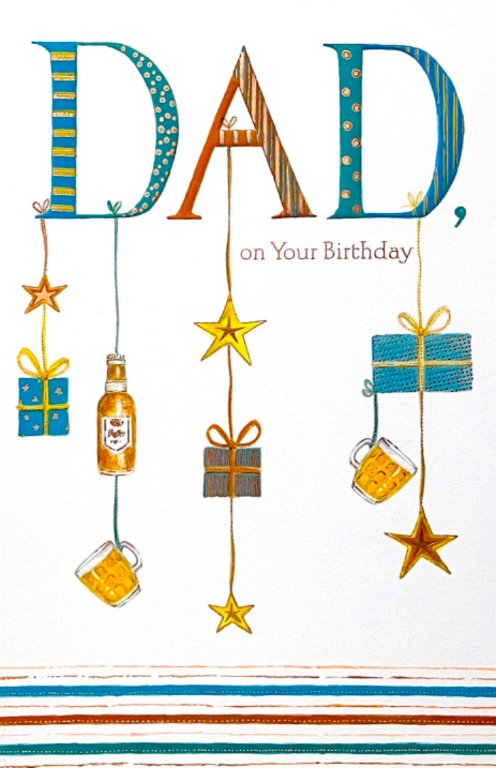 Dad Happy Birthday Card - Good Times, Happy Memories Beer Bottle Pints and Gifts