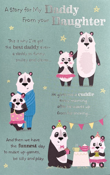 Story For My Daddy From Your Daughter - Father's Day Poem Cute Panda Greeting Card