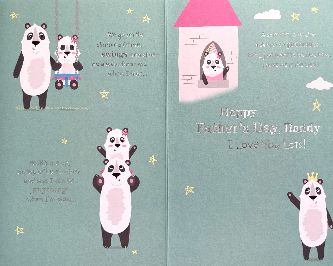 Story For My Daddy From Your Daughter - Father's Day Poem Cute Panda Greeting Card