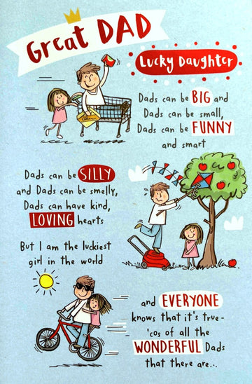 Great Dad From Lucky Daughter Father's Day Greeting Card - Cute Fun Illustrations