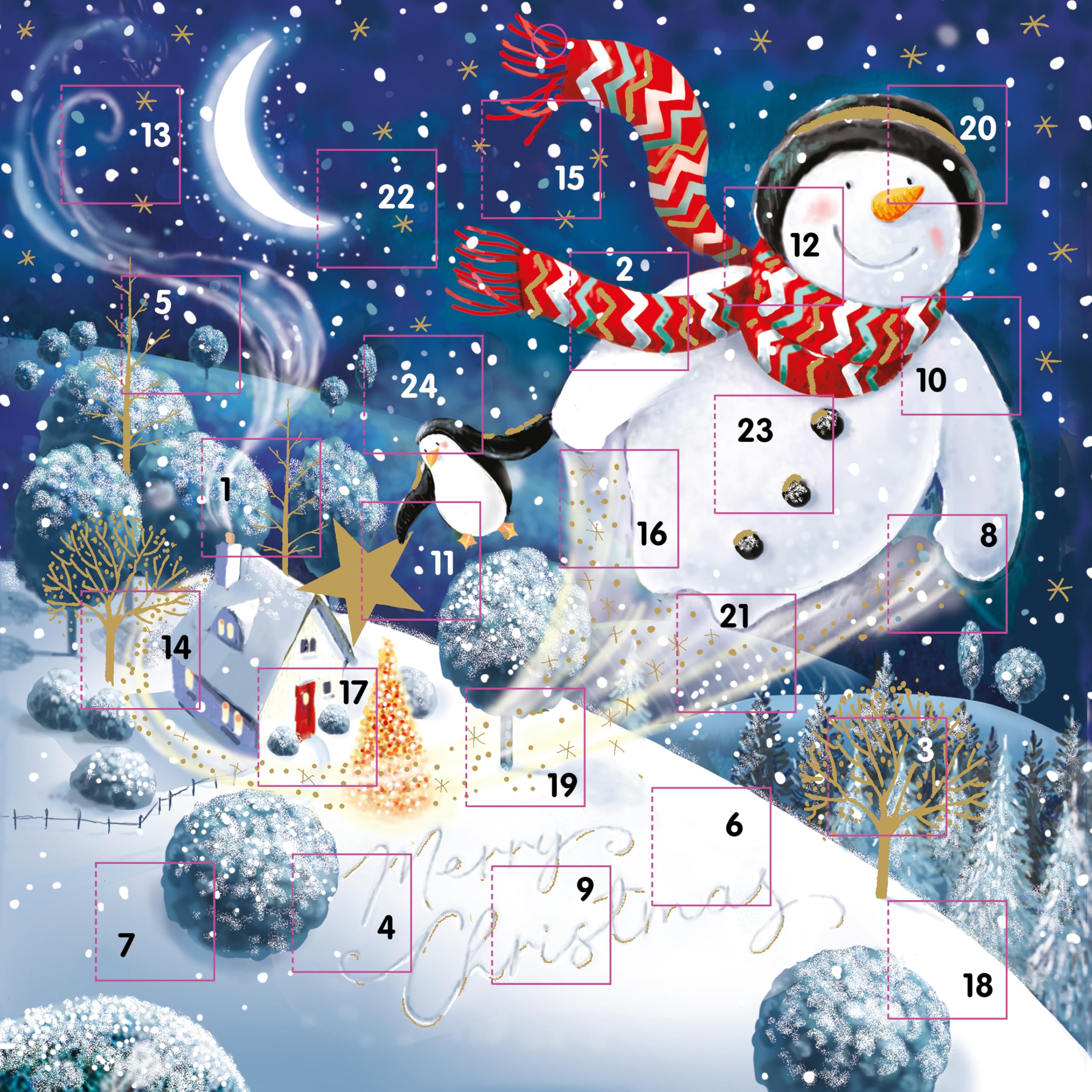Advent Calendar Christmas Coundown - 24 Door - Large Square (9.5'' x 9.5'') Gift Card with Envelope by Ling Design