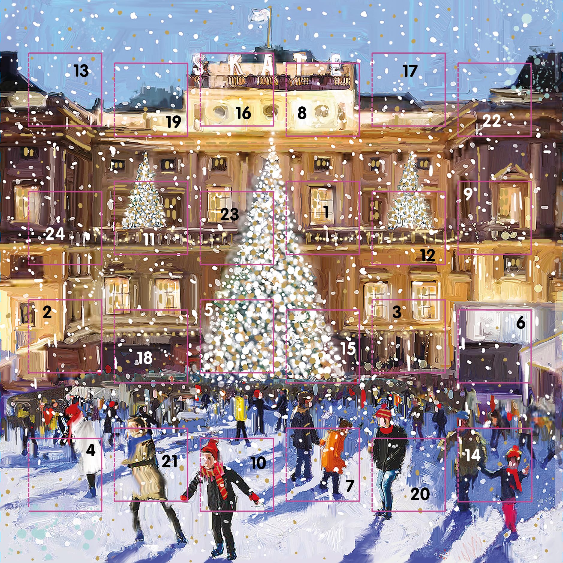 Countdown to Christmas - 24 Door - Festive Mini (6.5'' x 6.5'') Advent Calendar Gift Card with Envelope by Ling Design