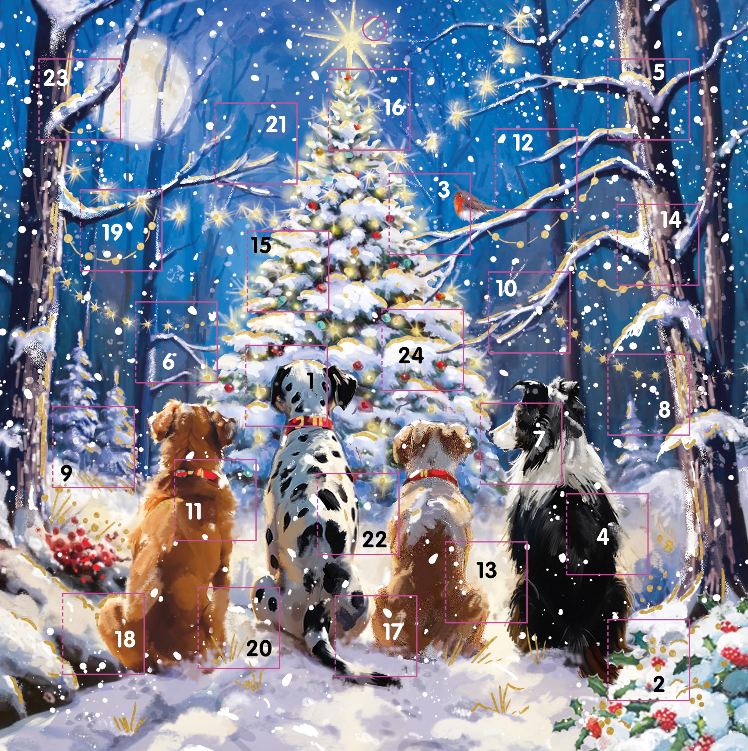 Advent Calendar Christmas Coundown - 24 Door - Large Square (9.5'' x 9.5'') Gift Card with Envelope by Ling Design