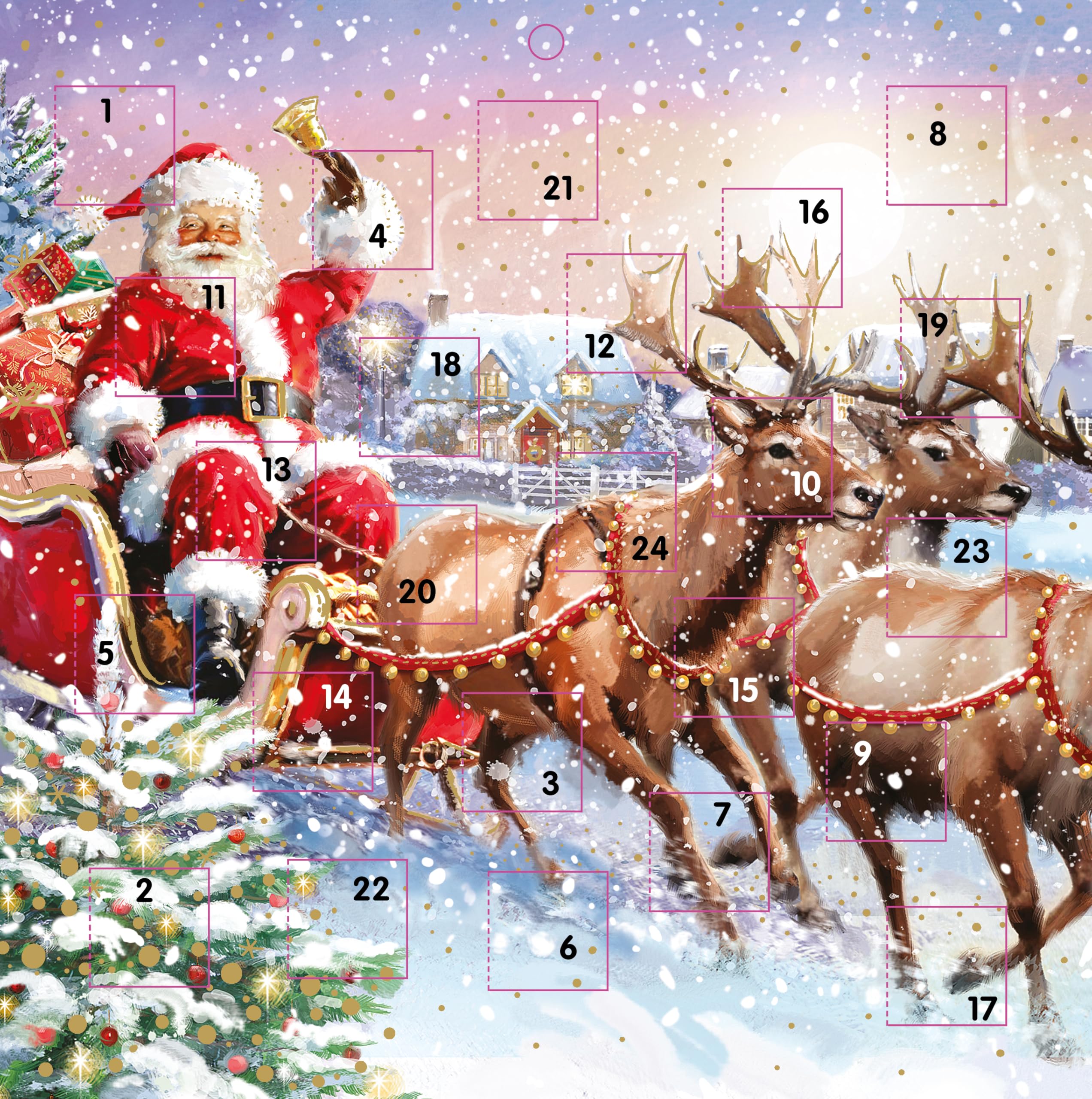 Advent Calendar Christmas Coundown - 24 Door - Large Square (9.5'' x 9.5'') Gift Card with Envelope by Ling Design