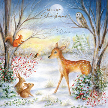 Forest Friends Xmas Meeting 10 Large Festive Charity Christmas & New Year Cards