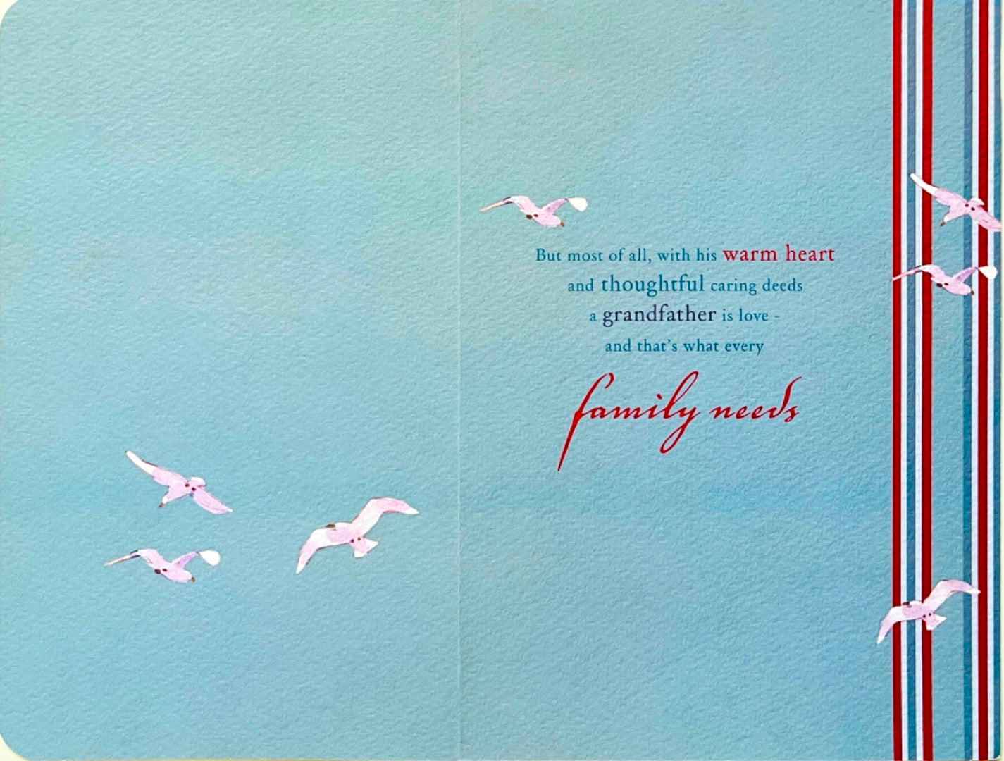 Happy Birthday To A Wonderful Grandfather Greeting Card Fishing Boat Ship Seagulls Watercolour Art