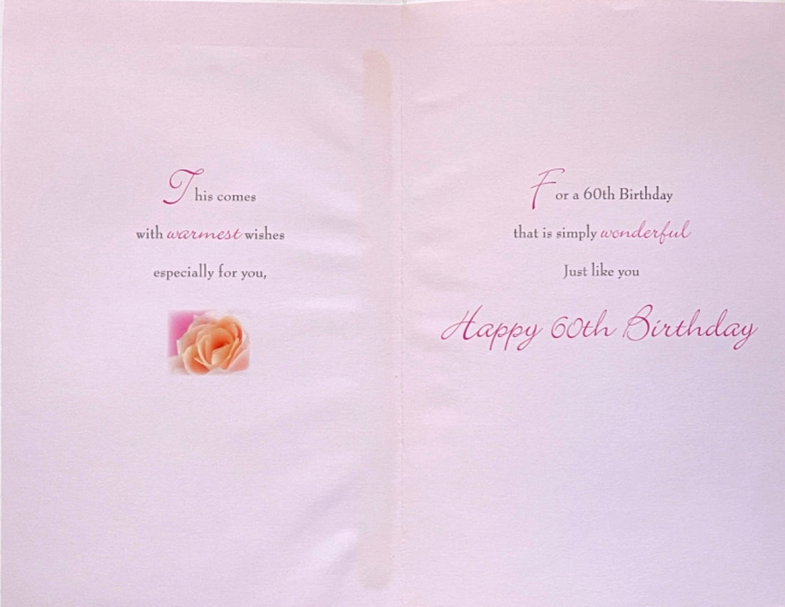 Congratulations on Your 60th Birthday Lovely Verse Rose Butterflies Silver Foil Art