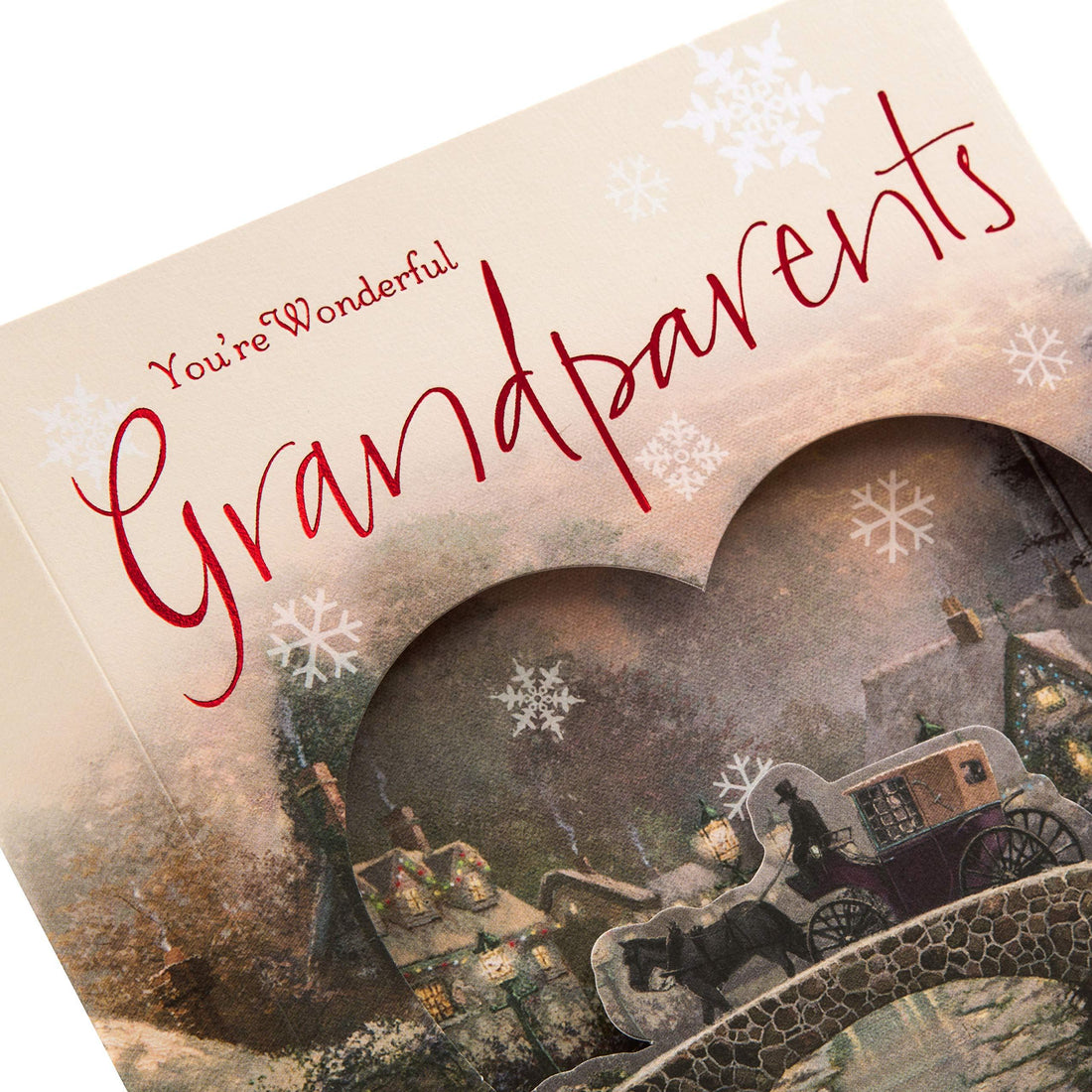Wonderful Grandparents Nostalgic Scene 3D Christmas Card by Thomas Kinkade Painter of Light Hallmark