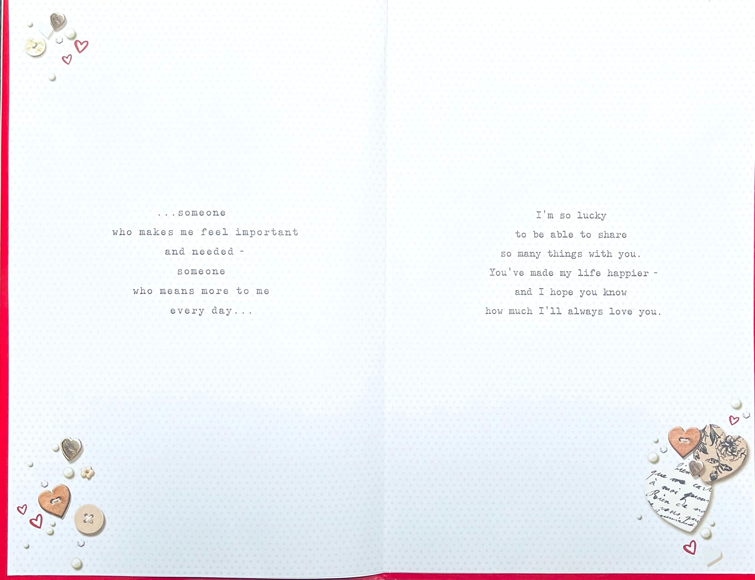 Valentine's Day Large Card With All My Love - Heartfelt Verse - Holding Hands