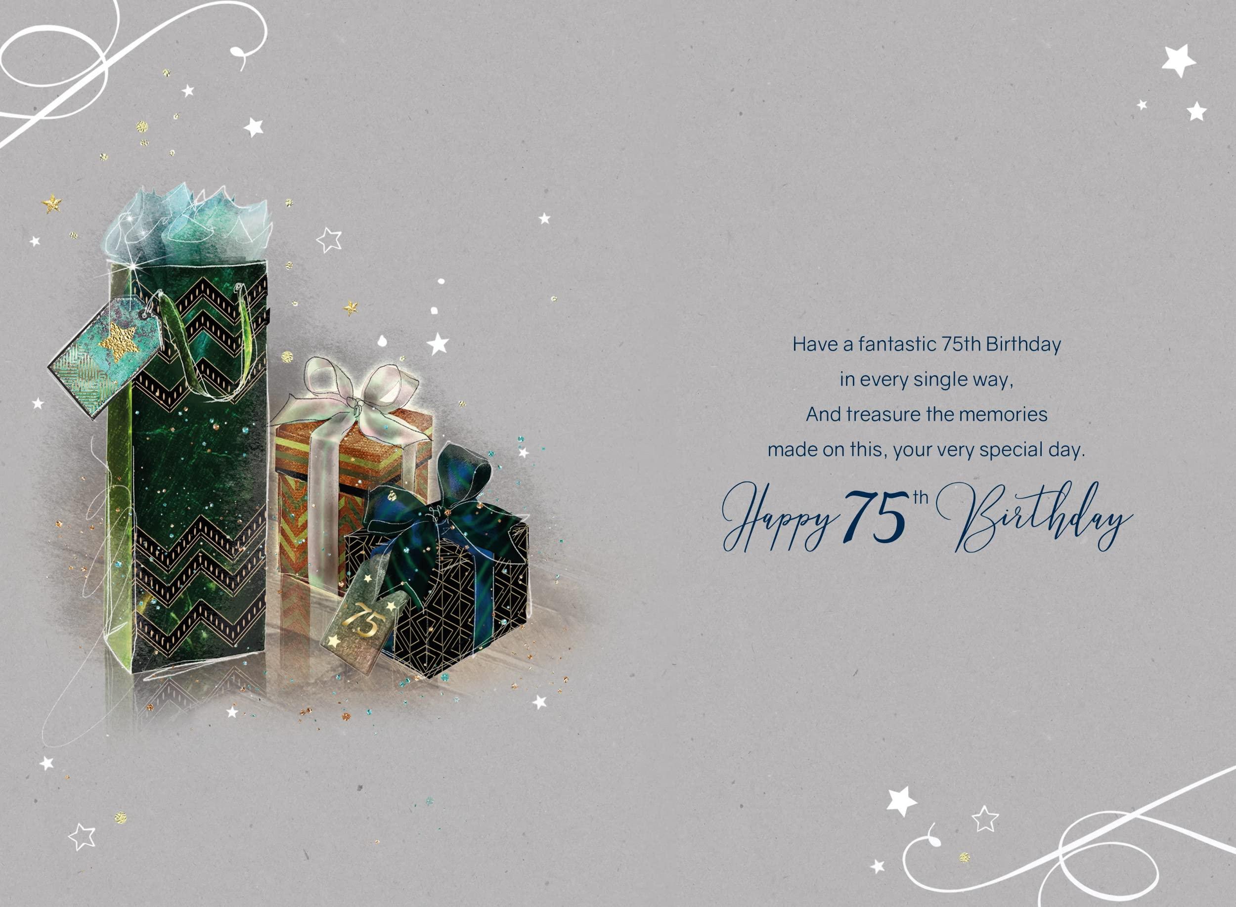 75th Birthday Card with Gold Foil Finish and Artistic Image comes with Gold Envelope from The Grayson Range