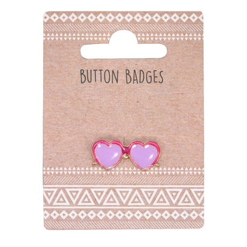 Metal Enamel Pin Button Badge Gift - Heart Shaped Sunglasses