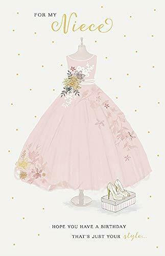 For My Niece Happy Birthday Card Lovely and Beautiful Style Pink Dress and Shoes