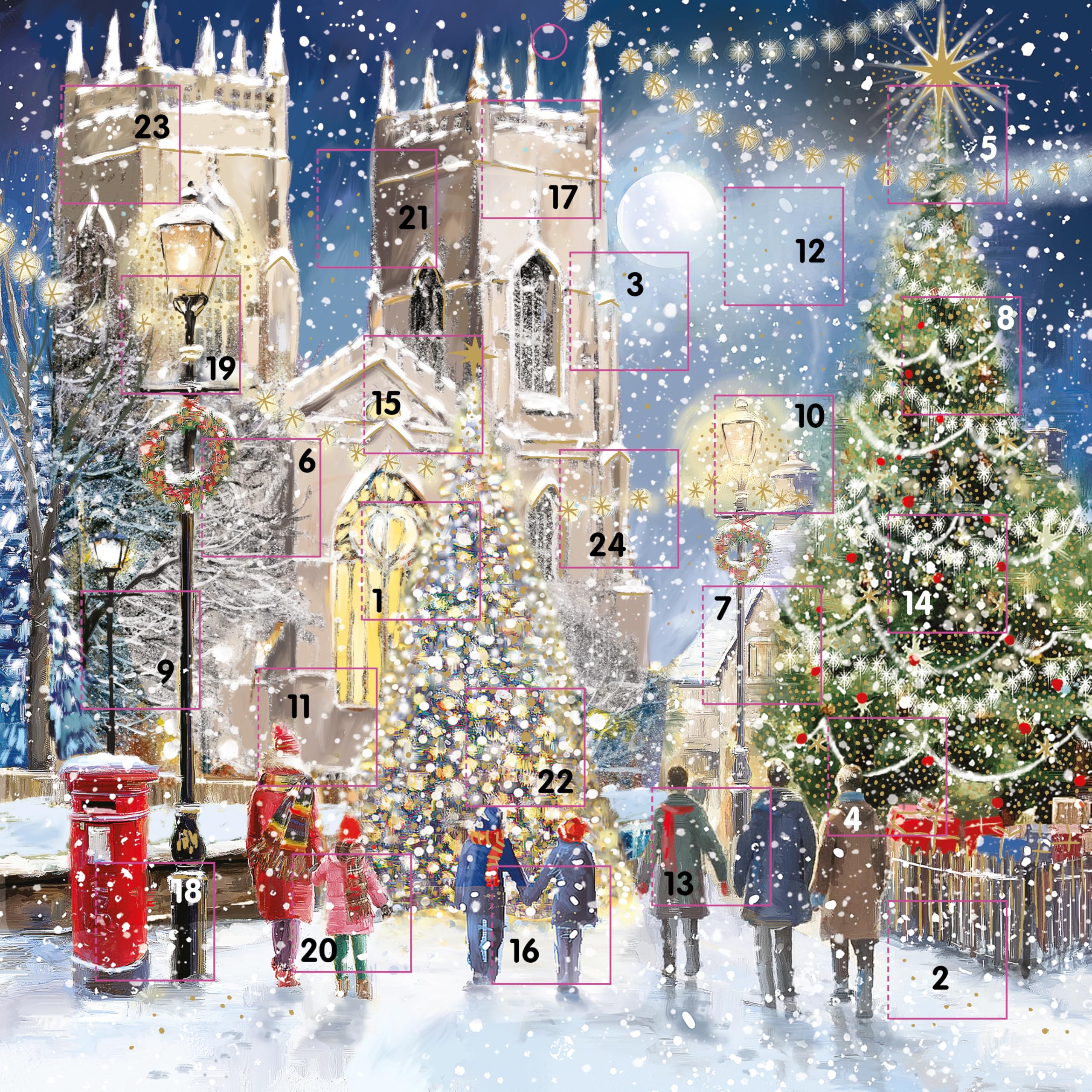 Advent Calendar Christmas Coundown - 24 Door - Large Square (9.5'' x 9.5'') Gift Card with Envelope by Ling Design