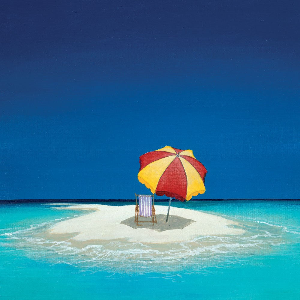 Deckchair on Desert Island Blank Fine Art Print Greeting Card for Any Occasion