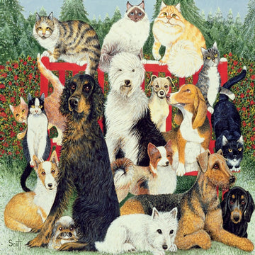 Christmas Peace by Scott, Pat (1932-2017) - Puppy Dogs Cats and Kittens Portrait Art Blank Greeting Card by Tracks Publishing - ART371