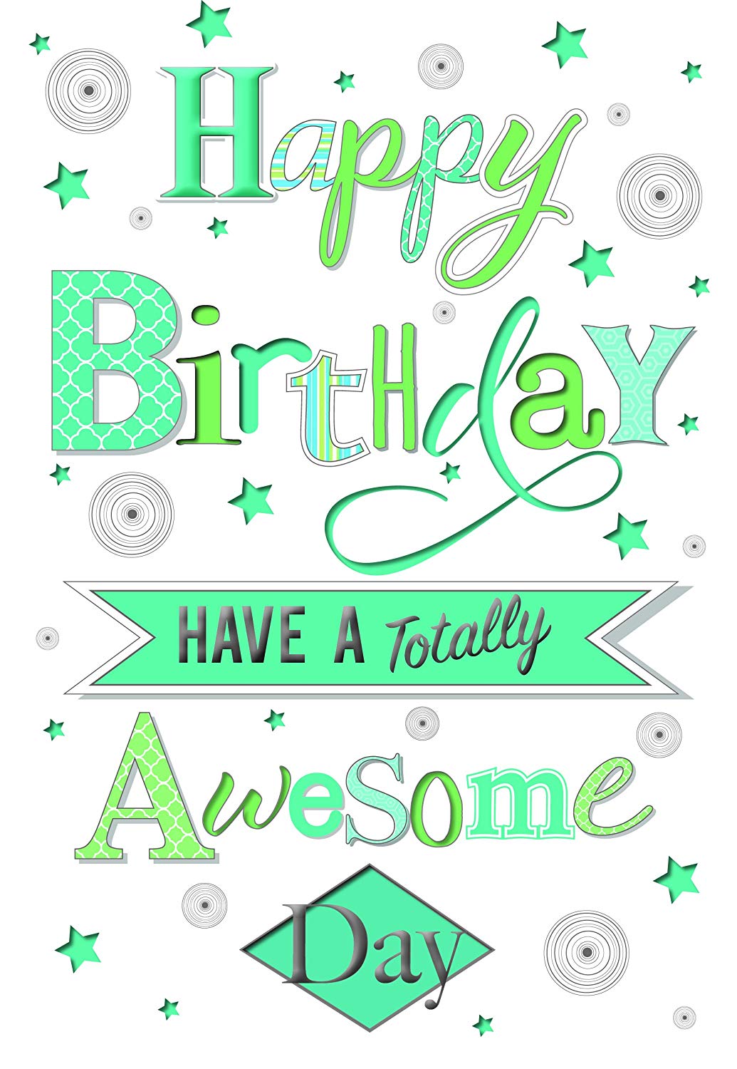 Happy Birthday Have A Totally Awesome Day Glittered Birthday Card 