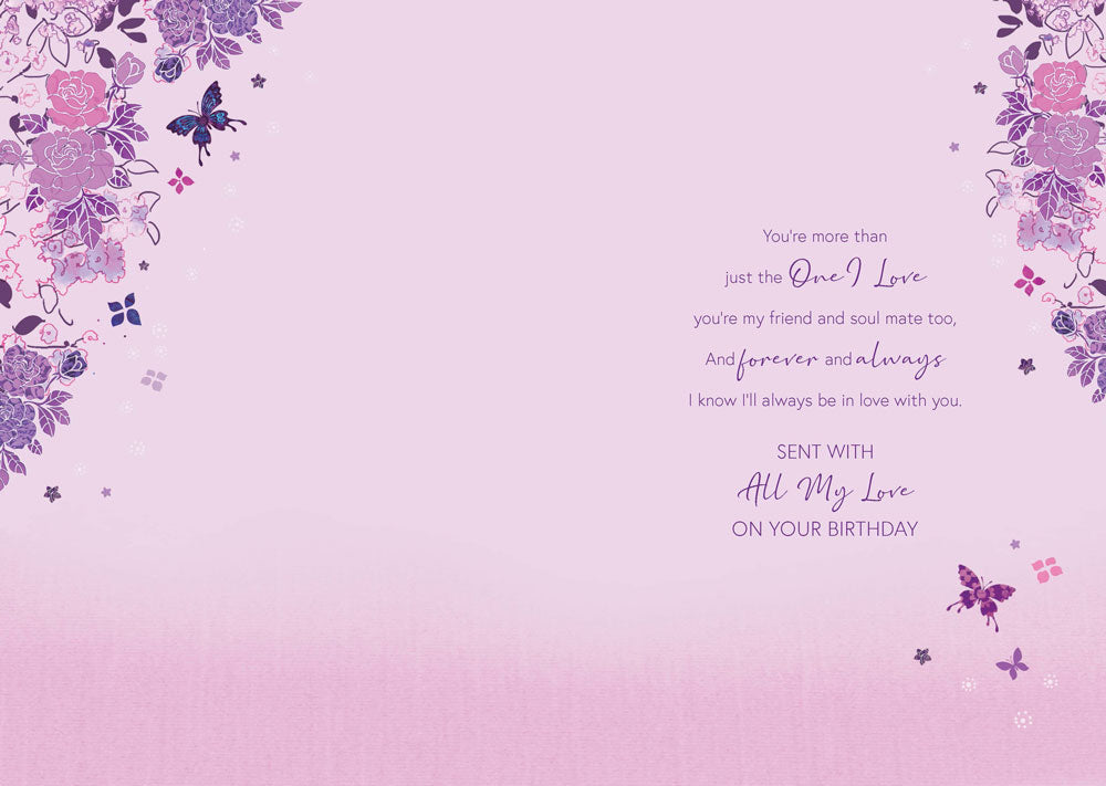 To The One I Love Birthday Greeting Card (CO-BE040) - Female Purple Elegance - Foil Finish - from Bella Cherry Orchard