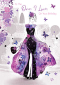 To The One I Love Birthday Greeting Card (CO-BE040) - Female Purple Elegance - Foil Finish - from Bella Cherry Orchard