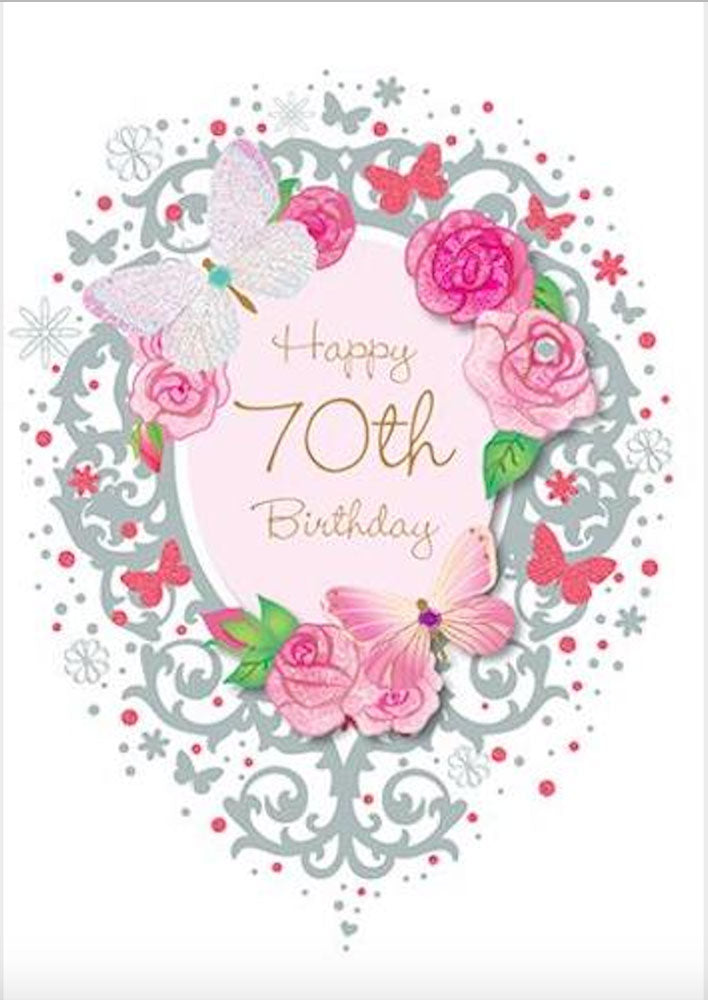 Luxury Handmade Floral Happy 70th Birthday Card by Talking Pictures