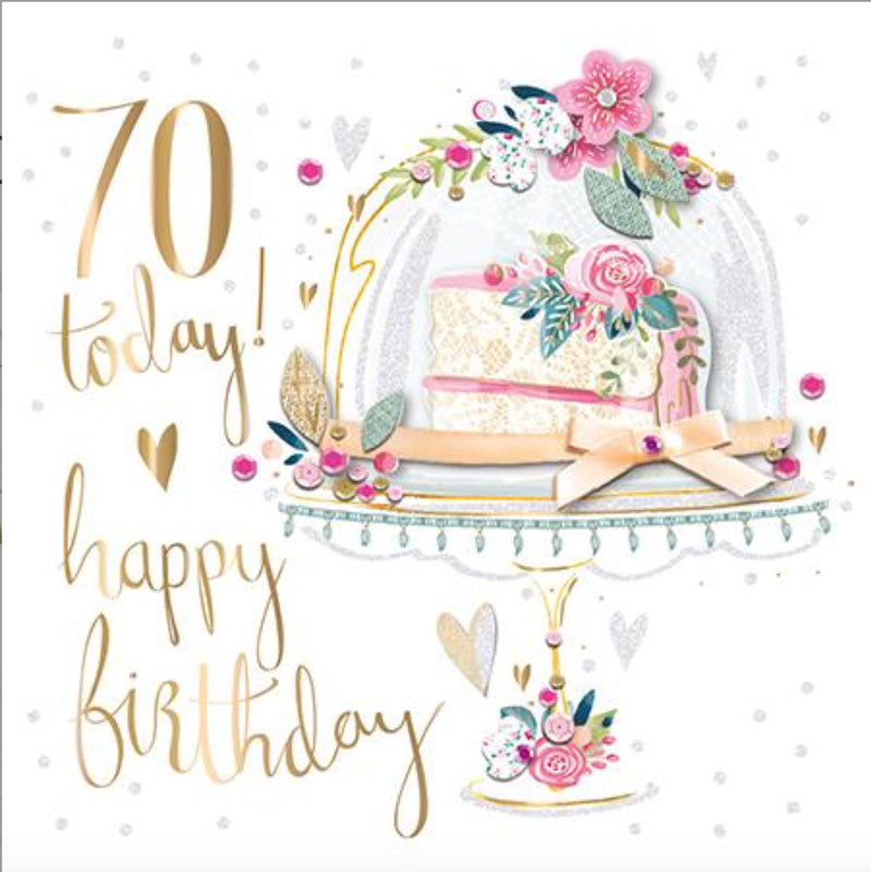 70 Today Floral Cake Luxury Handmade 70th Birthday Card by Talking Pictures