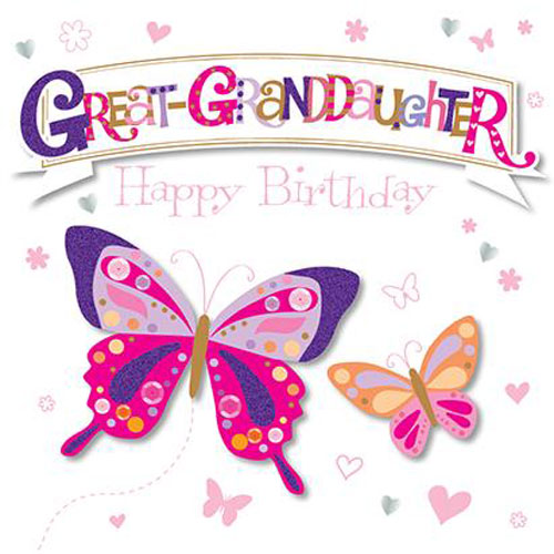 Great Granddaughter Luxury Handmade 3D Butterfly Birthday Card by Talking Pictures