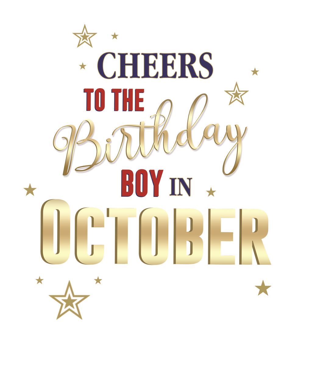 Cheers to the Birthday Boy Born in October Male Happy Birthday Greeting Card