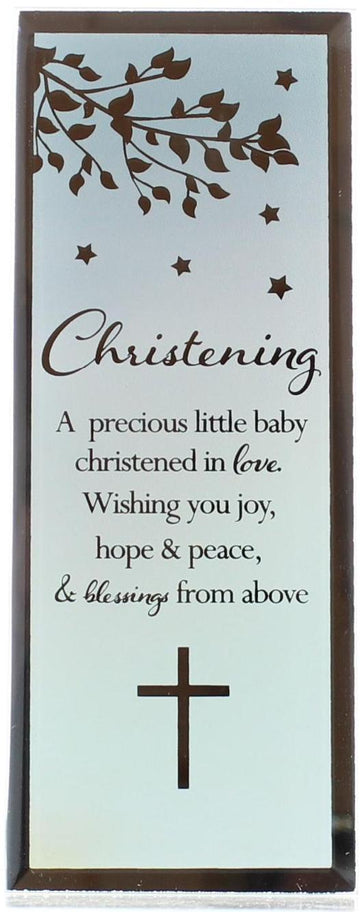 Reflections Of The Heart Christening Glass Mirror Standing Plaque 