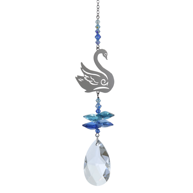 Crystal Fantasy Swan Hanging Swarovski Suncatcher Royal Blue