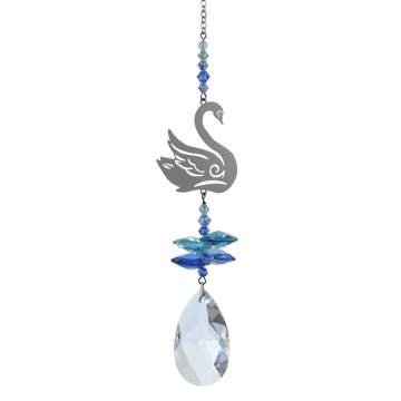 Crystal Fantasy Swan Hanging Swarovski Suncatcher Royal Blue