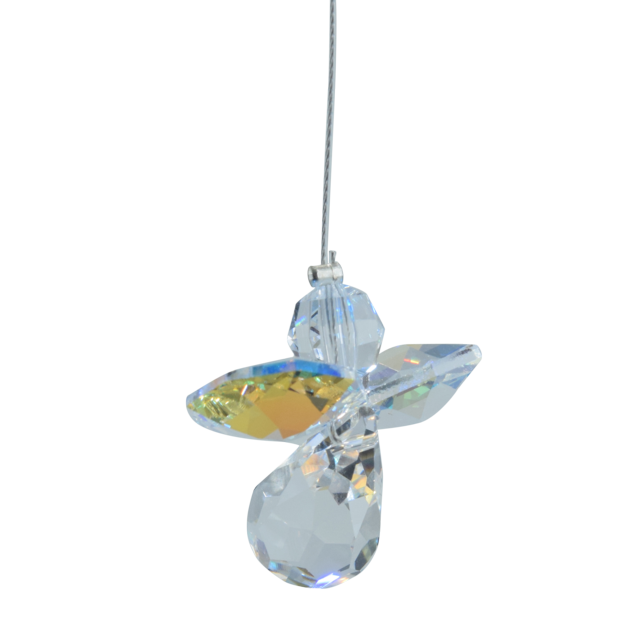 April Birthstone Aurora Borealis Crystal Guardian Angel Hanging Charm