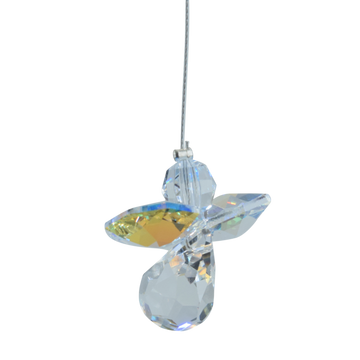 April Birthstone Aurora Borealis Crystal Guardian Angel Hanging Charm