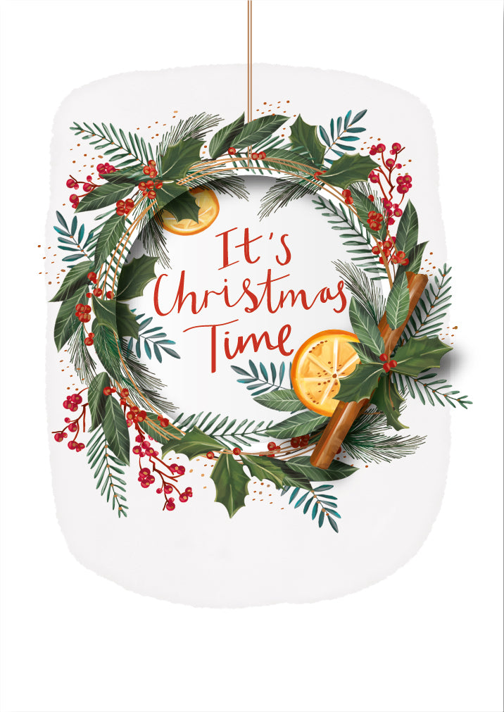 Spice Wreath Luxury Handmade 3D It's Christmas Time Greeting Card By Talking Pictures