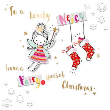 Lovely Niece Fairy Christmas Luxury Handmade 3D Greeting Card By Talking Pictures