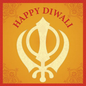 Happy Diwali Greeting Card Khanda - Sikh Festival