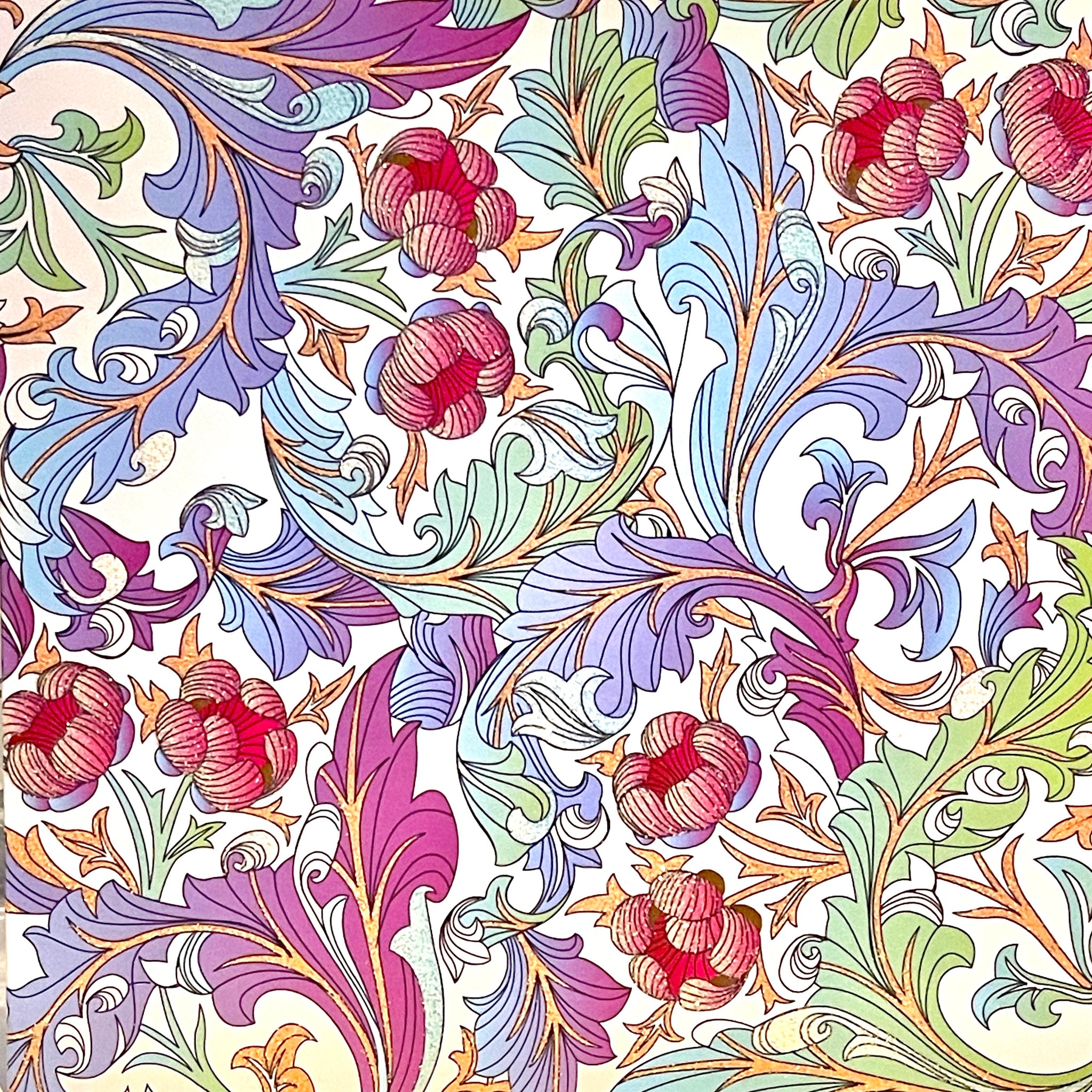 Vintage Floral Pattern Blank Luxury Card with Glitter Finish