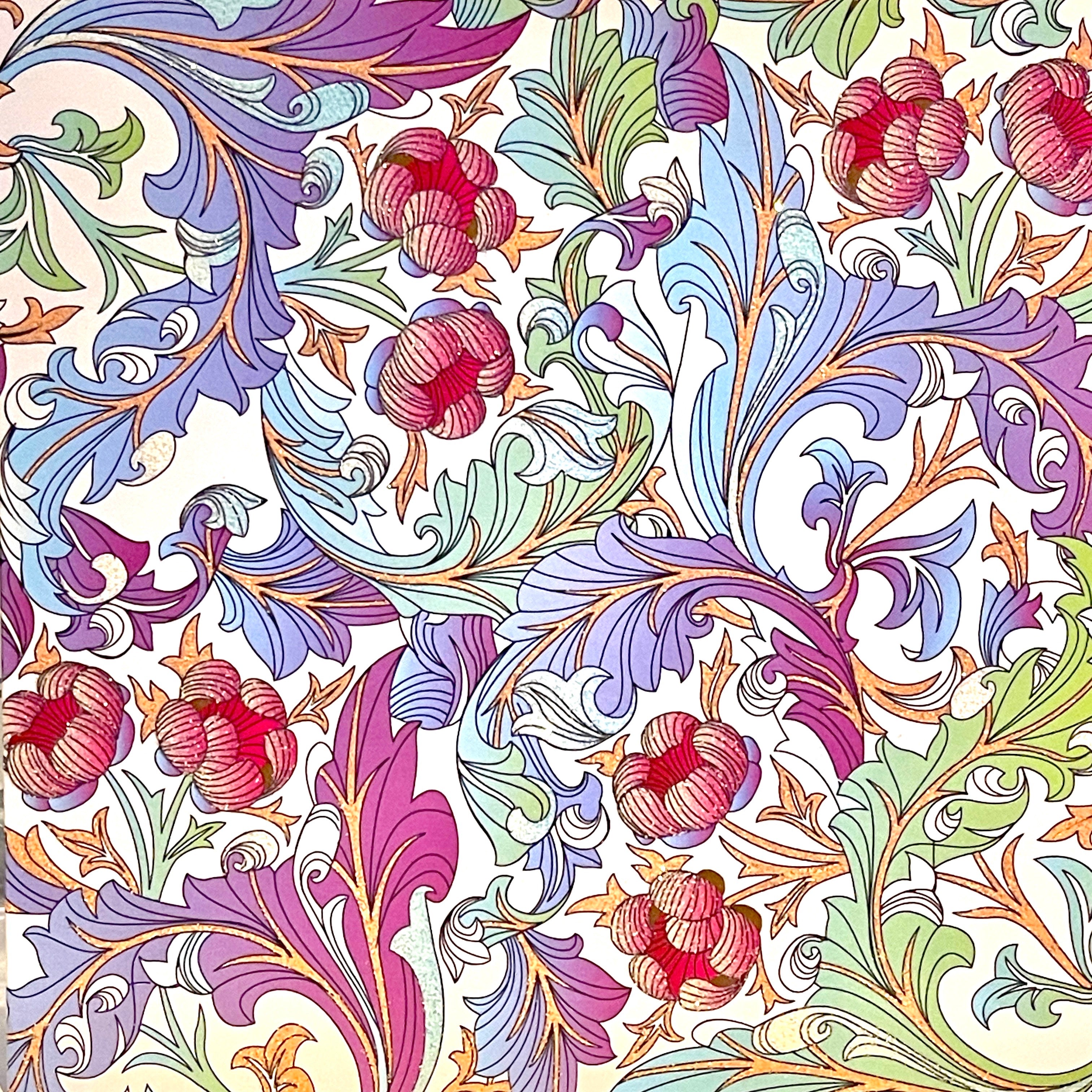 Vintage Floral Pattern Blank Luxury Card with Glitter Finish