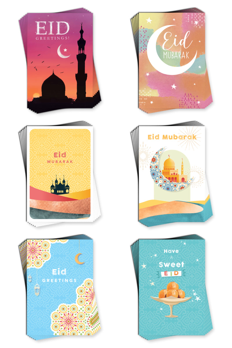 2024 Happy Eid Mubarak Cards Pack of Greeting Cards with Envelopes in 6 Designs