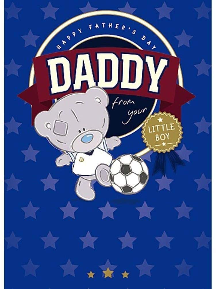 Me To You Bear Happy Father's Day Daddy from your Little Boy Football Cute Blue Foil Carte Blanche Greeting Card