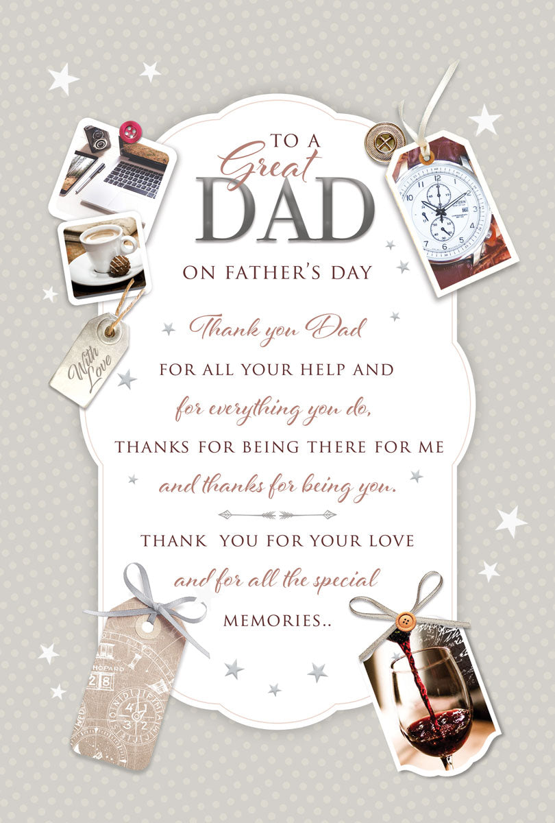 Great Dad Thanks Happy Father's Day Greeting Card Thanks (FD002)