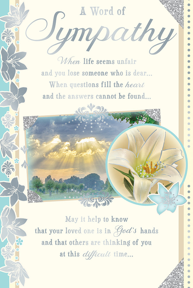 A Word of Sympathy Greeting Card with Religious Poem - Lily - Forever Blessed